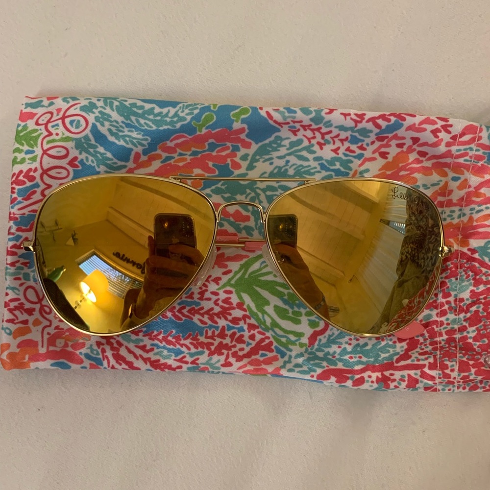 Lilly Pulitzer Gold Aviator Sunglasses